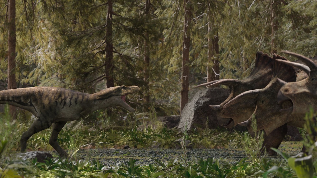 T. rex and triceratops face off in ‘Life on Our Planet.’