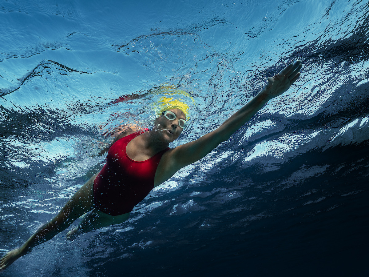 Annette Bening as Diana Nyad swimming