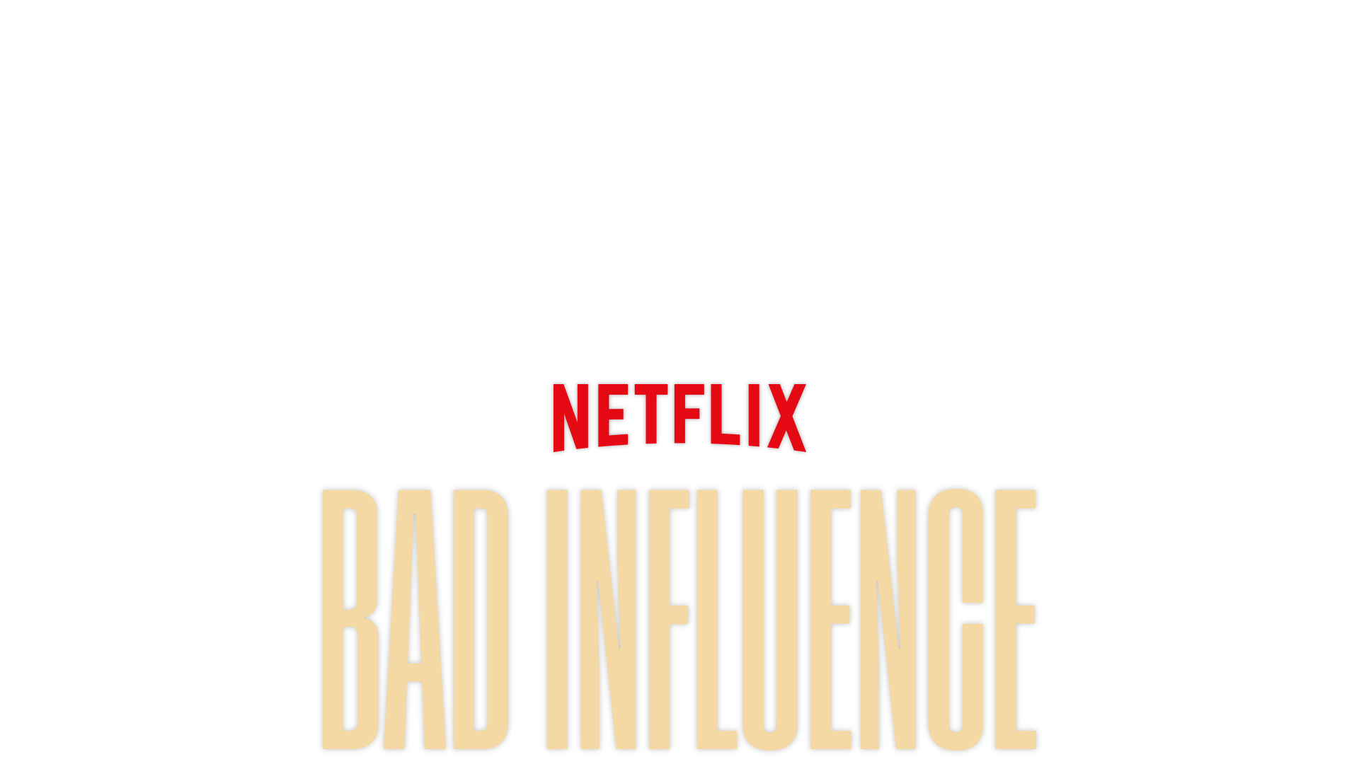 Bad Influence - two people on a red and green background hugging each other. 