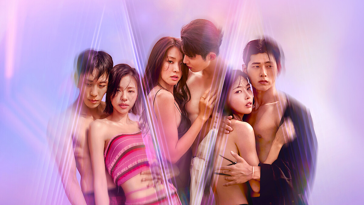 Kim Jae-jin, Kim Go-eun, Choi Mina-sue, Youn Hyun-jae, Kim Min-gee, and Song Seung-il pose as couples in 'Single's Inferno.'