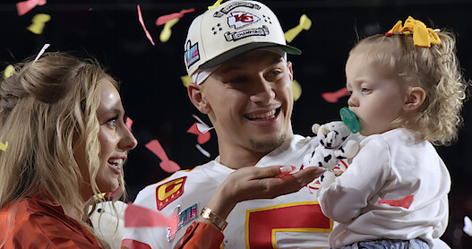 Brittany Mahomes, Patrick Mahomes and Sterling Skye Mahomes in 'Quarterback'.