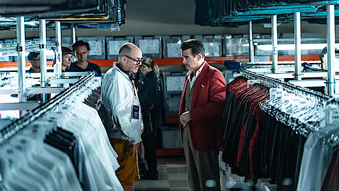 Ed Berger and Colin Farrell on the set of Ballad of a Small Player