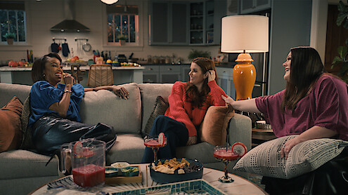 Heather Headley as Helen Decatur, JoAnna Garcia Swisher as Maddie Townsend, and Brooke Elliott as Dana Sue Sullivan in 'Sweet Magnolias' Season 4.