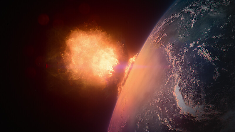 Meteor hitting earth.