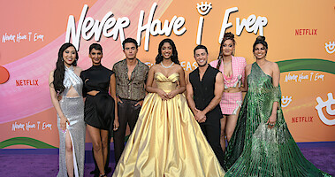 Cast of Never Have I Ever at the red carpet premiere in Los Angeles.