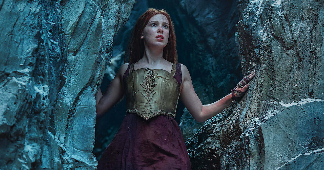 Millie Bobby Brown as Elodie in ‘Damsel’.