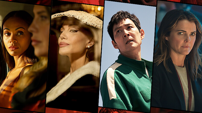 A grid of images from 'Emilia Perez,' 'Maria,' 'Squid Game,' and 'The Diplomat'