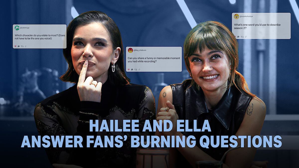 Haille Steinfeld and Ella Purnell with "Hailee and Ella Answer Fans' Burning Questions" title