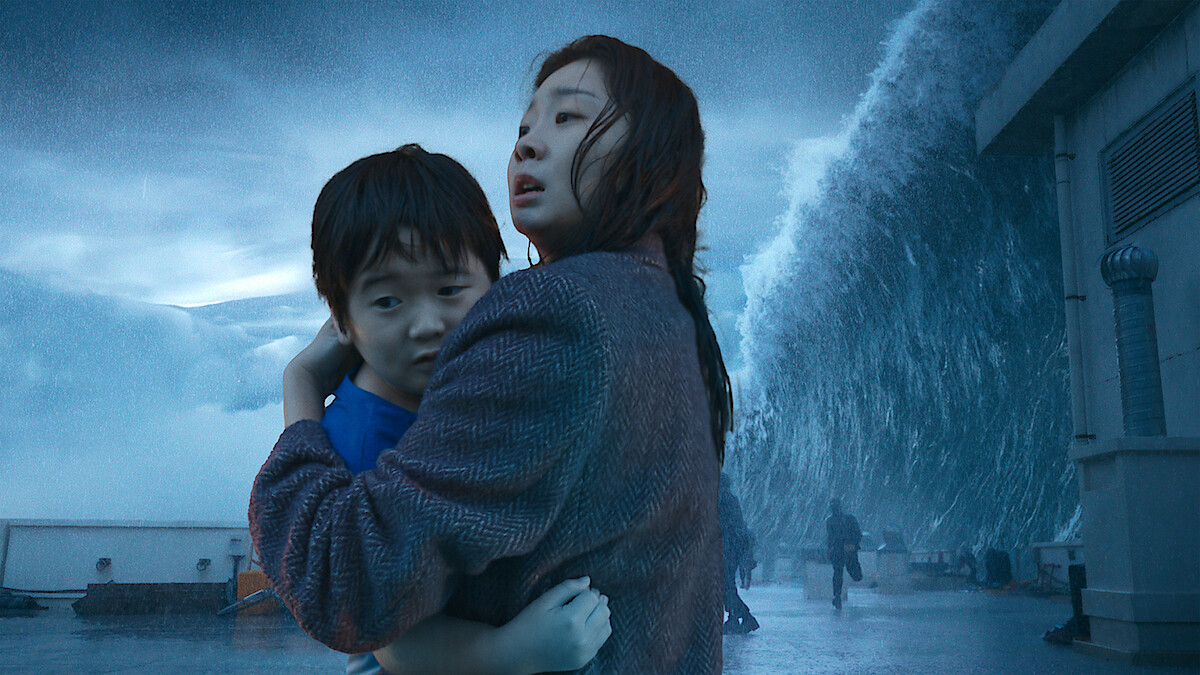 Kim Da-mi as Gu An-na holds her yound son in 'The Great Flood.'