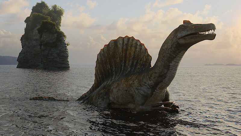 A dinosaur in the water