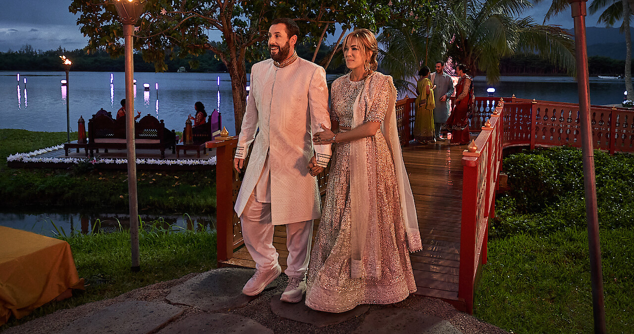 Jennifer Aniston and Adam Sandler attend a wedding in 'Murder Mystery 2.'