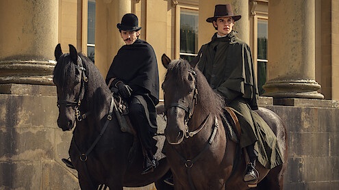 Anthony Boyle as Arthur Guinness and Louis Partridge as Edward Guinness in ‘House of Guinness’ Season 1.