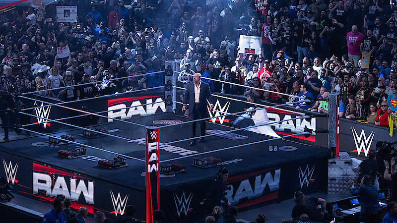 Triple H in the ring to start the show during Monday Night RAW at Intuit Dome on January 6, 2025 in Inglewood, California