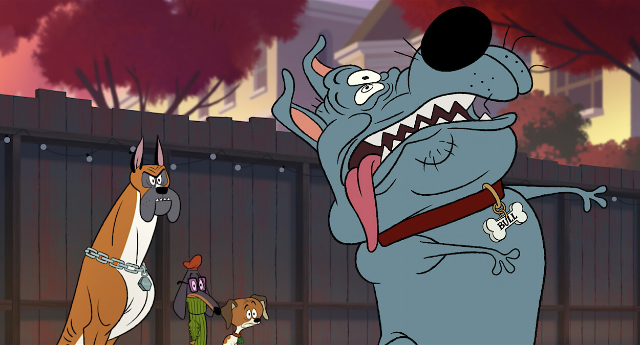 An animated dog poses like a zombie in 'Fixed'