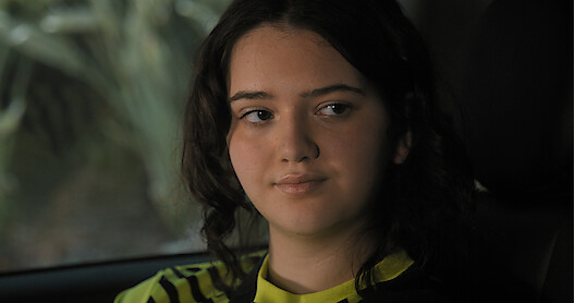 An up close image of Mickey Haller's daughter Hayley in 'The Lincoln Lawyer'