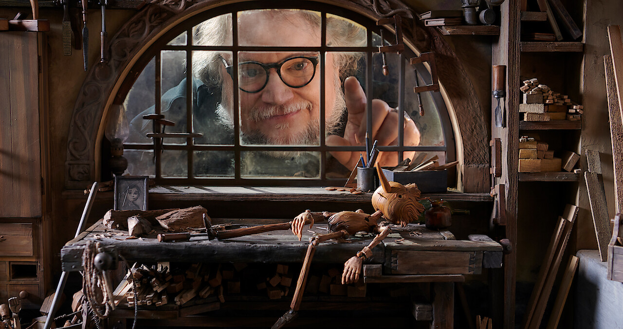 Guillermo del Toro peaking through the windows