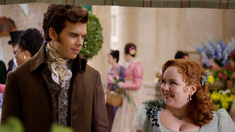 Luke Newton and Nicola Coughlan in 'Bridgerton'