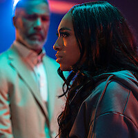 Ricco Ross as Horace and Taylor Polidore Williams as Kimmie in 'Beauty in Black'.