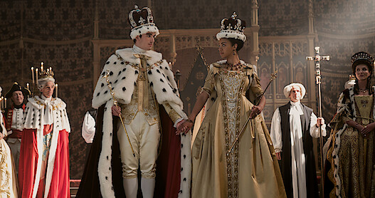 King George and Queen Charlotte's coronation in Queen Charlotte: A Bridgerton Story