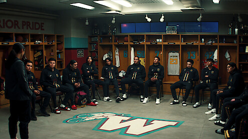 The Chuska Warriors in the locker room of 'Rez Ball.'