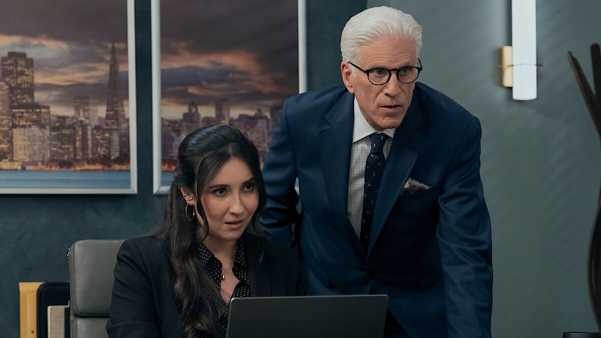 Lilah Richcreek Estrada as Julie and Ted Danson as Charles in 'A Man on the Inside' Season 2.