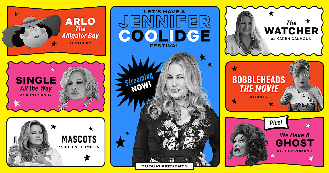 Jennifer Coolidge shown in her different film and TV roles