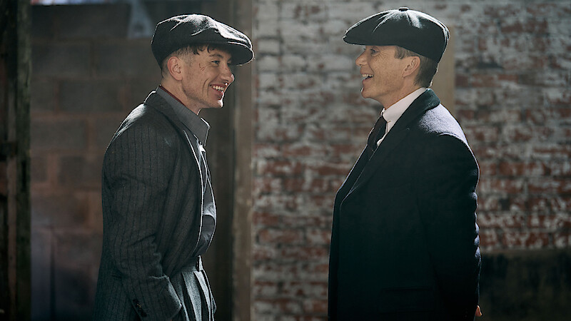 Barry Keoghan and Cillian Murphy on the set of the 'Peaky Blinders' movie.
