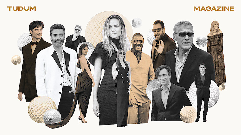 Collage of talent from their Venice International Film Festival 2025 appearances across Frankenstein, A HOUSE OF DYNAMITE, and Jay Kelly.