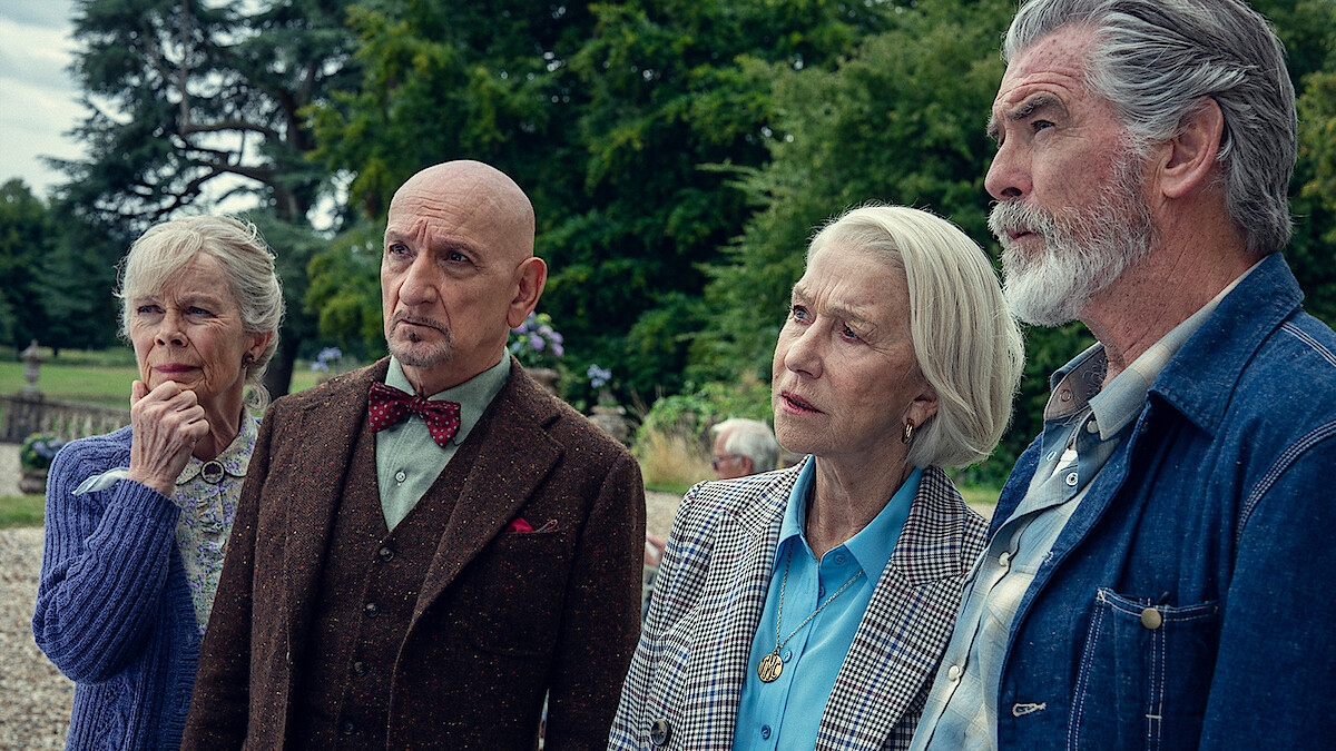 Celia Imrie, Sir Ben Kingsley, Helen Mirren, Pierce Brosnan in ‘The Thursday Murder Club'