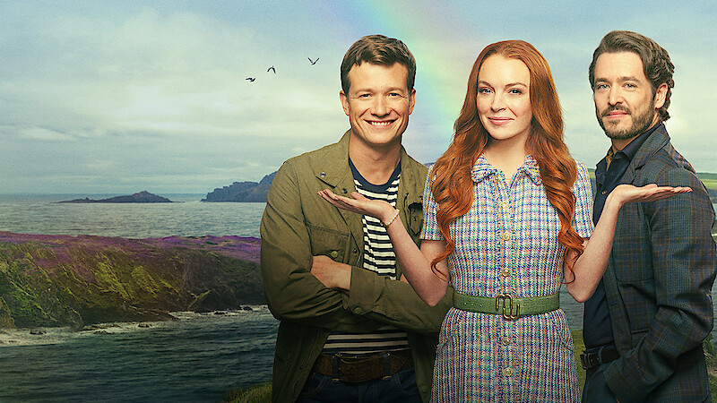Ed Speleers, Lindsay Lohan, and Alexander Vlahos star in 'Irish Wish.' 