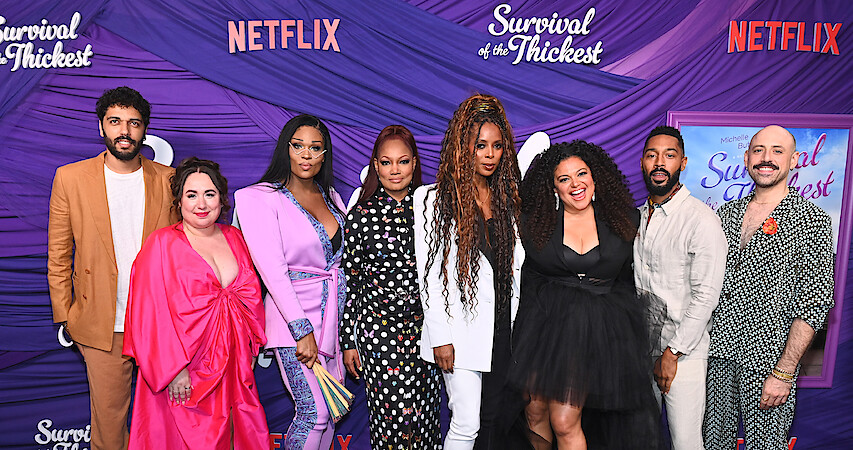Marouane Zotti, Liza Treyger, Miss Peppermint, Garcelle Beauvais, Tasha Smith, Michelle Buteau, Tone Bell, and Anthony Michael Lopez attend the Netflix New York Special Screening of Survival Of The Thickest at Metrograph on July 11, 2023 in New York City.