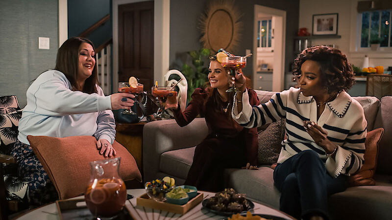 Brooke Elliott as Dana Sue Sullivan, JoAnna Garcia Swisher as Maddie Townsend, and Heather Headley as Helen Decatur in Season 4 of 'Sweet Magnolias.'
