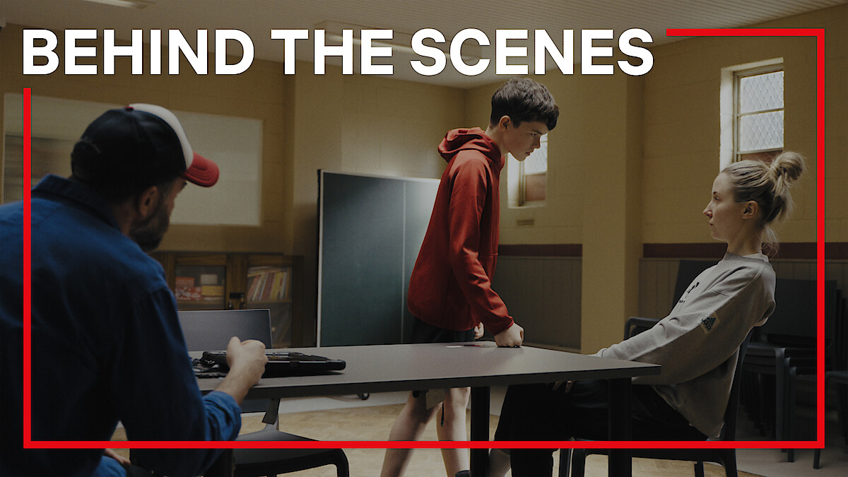 Owen Cooper, Erin Doherty on the set of 'Adolescence'