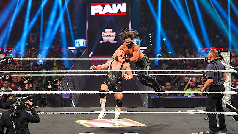 Seth Rollins in the ring against Bron Breakker during WWE RAW