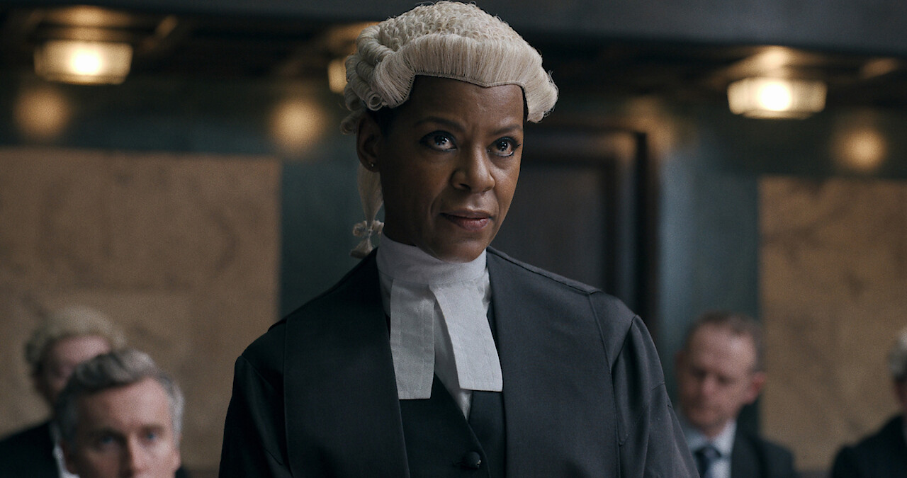 A British prosecutor addresses the courtroom in Anatomy of a Scandal