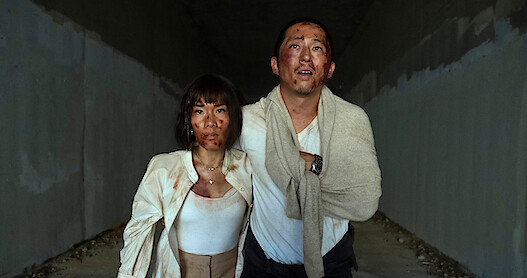 Ali Wong as Amy and Steven Yeun as Danny in BEEF Season 1 Finale.