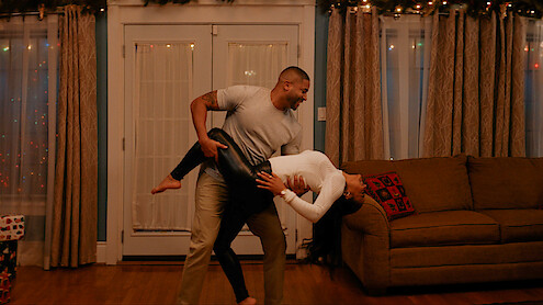 Devale Ellis as Teddy and Christina Milian as Layla in ‘Meet Me Next Christmas’