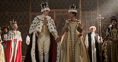 King George and Queen Charlotte's coronation in Queen Charlotte: A Bridgerton Story