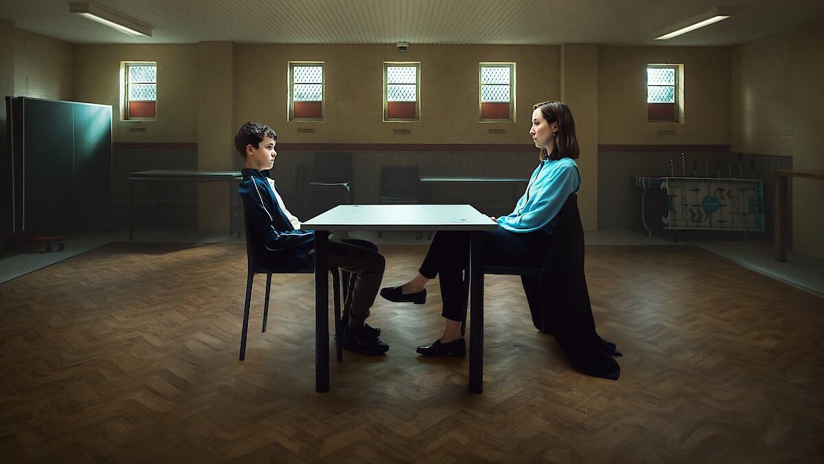 Owen Cooper as Jamie Miller and Erin Doherty as Briony Ariston in 'Adolescence'.