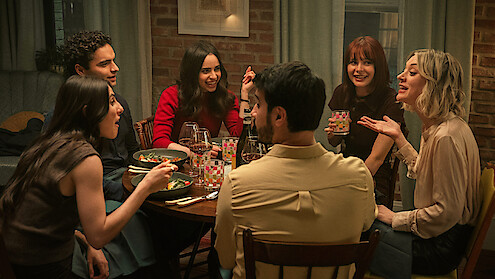 Marianne Rendón as Zoe, Sebastian De Souza as Garrett, Sofia Carson as Alex, Dario Ladani Sanchez as Lucas, Shannon Barnes as Nell, and Chelsea Frei as Megan in 'The Life List'.
